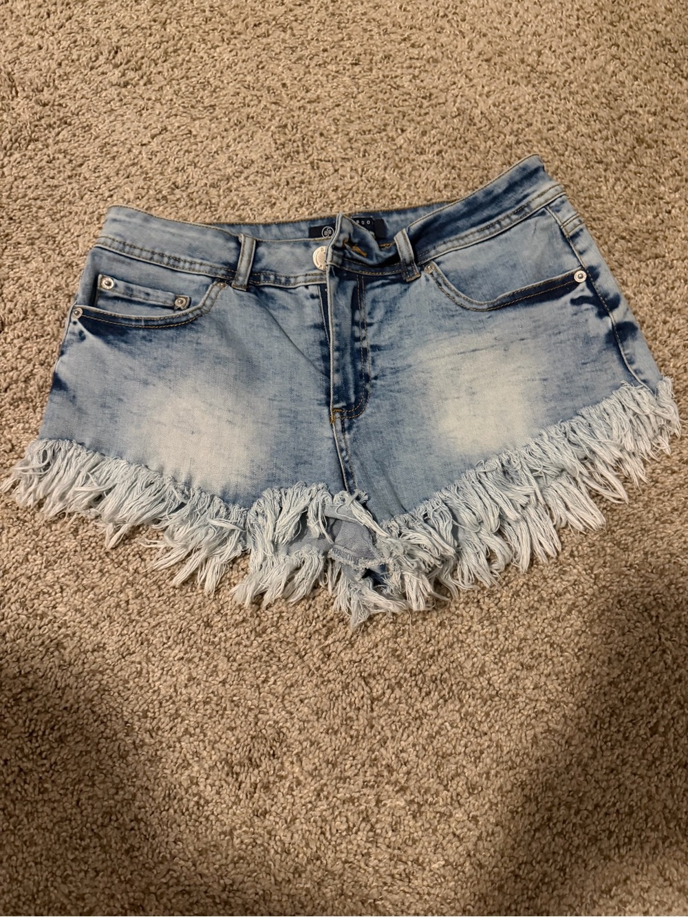 Boom Boom Jeans Light Blue Frayed Hem Denim Shorts
